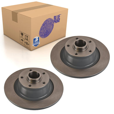 Pair of Rear Brake Disc Inc Wheel Bearing & Abs Sensor Ring Blue Print ADR164339