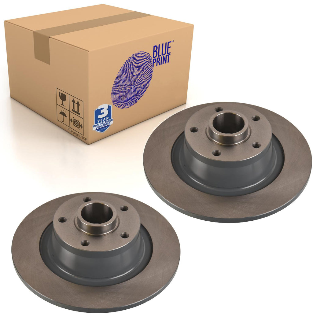 Pair of Rear Brake Disc Inc Wheel Bearing & Abs Sensor Ring Blue Print ADR164339