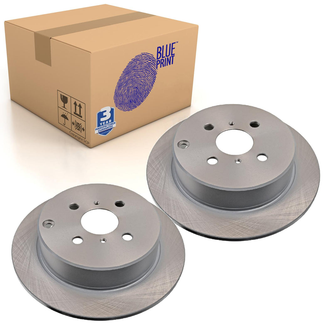 Pair of Rear Brake Disc Fits Toyota Corolla IST Prius Solun Blue Print ADT343175