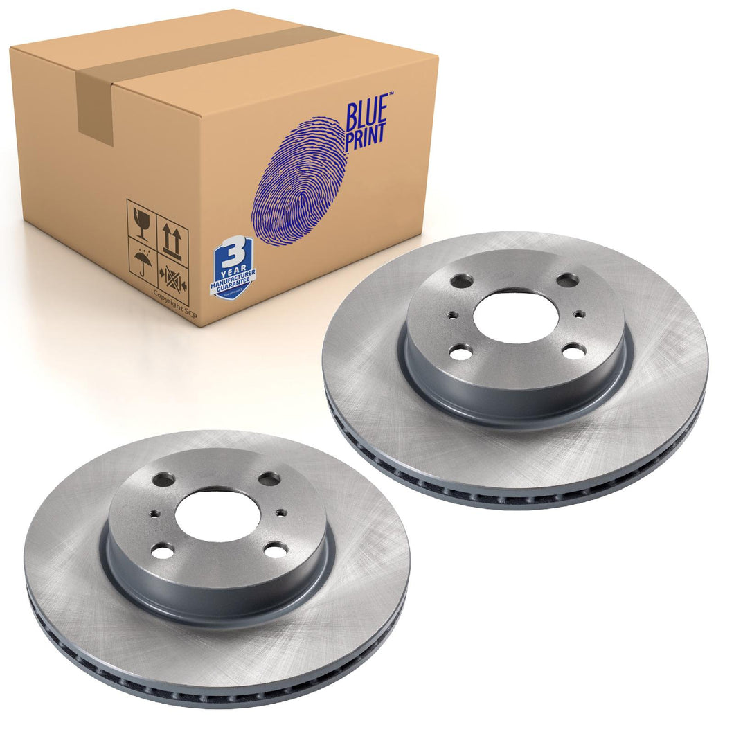 Pair of Front Brake Disc Fits Toyota iQ Aston Martin Cygnet Blue Print ADT343222
