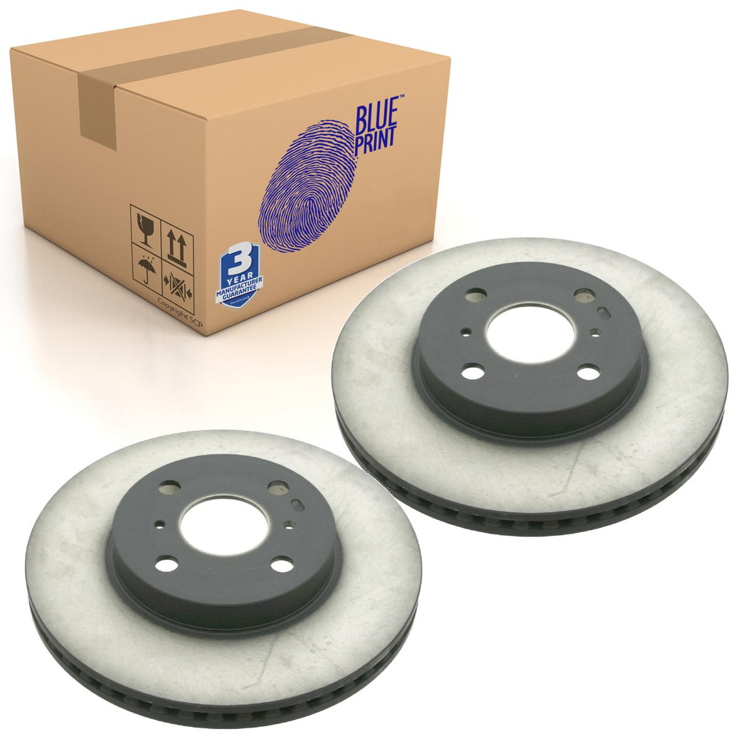 Pair of Front Brake Disc Fits Toyota Belta Corolla Axio Vio Blue Print ADT343269