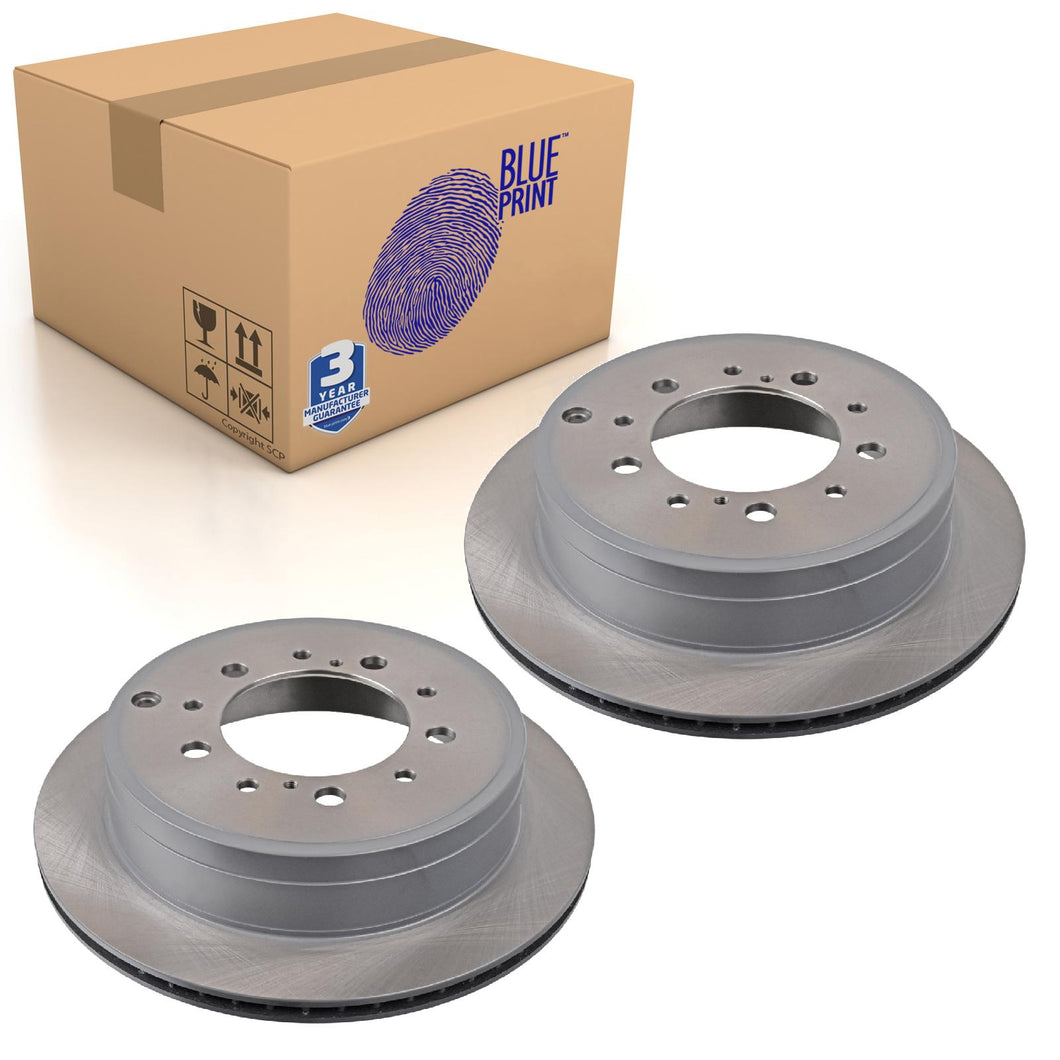Pair of Rear Brake Disc Fits Toyota Land Cruiser Lexus LX Blue Print ADT343270