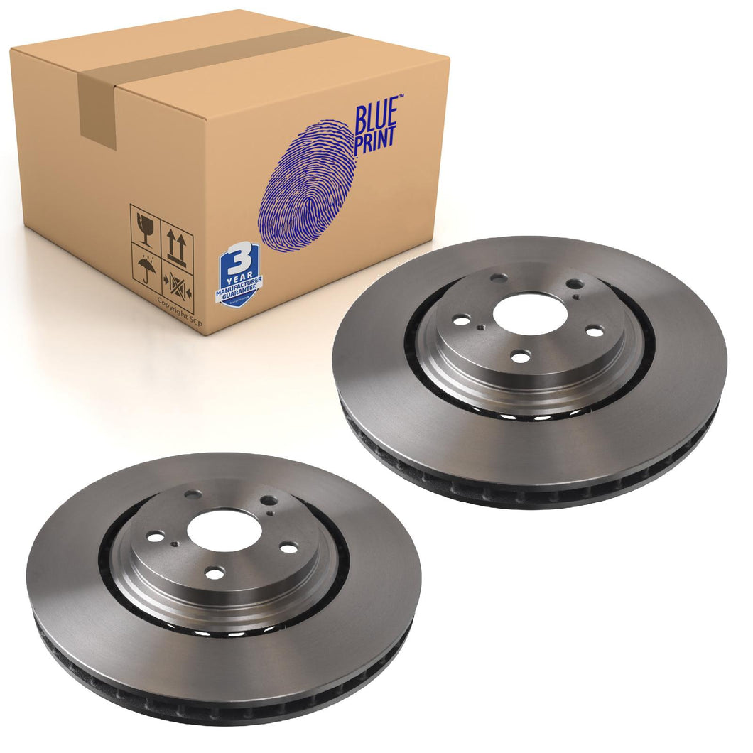 Pair of Front Brake Disc Fits Toyota Highlander RAV4 Lexus Blue Print ADT343278