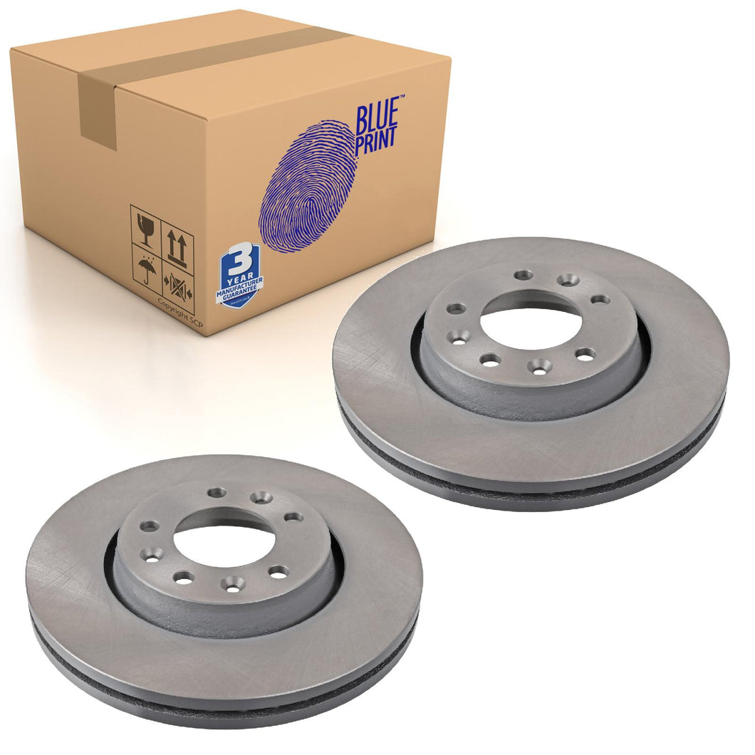 Pair of Front Brake Disc Fits Toyota Proace FIAT Scudo Peug Blue Print ADT343298