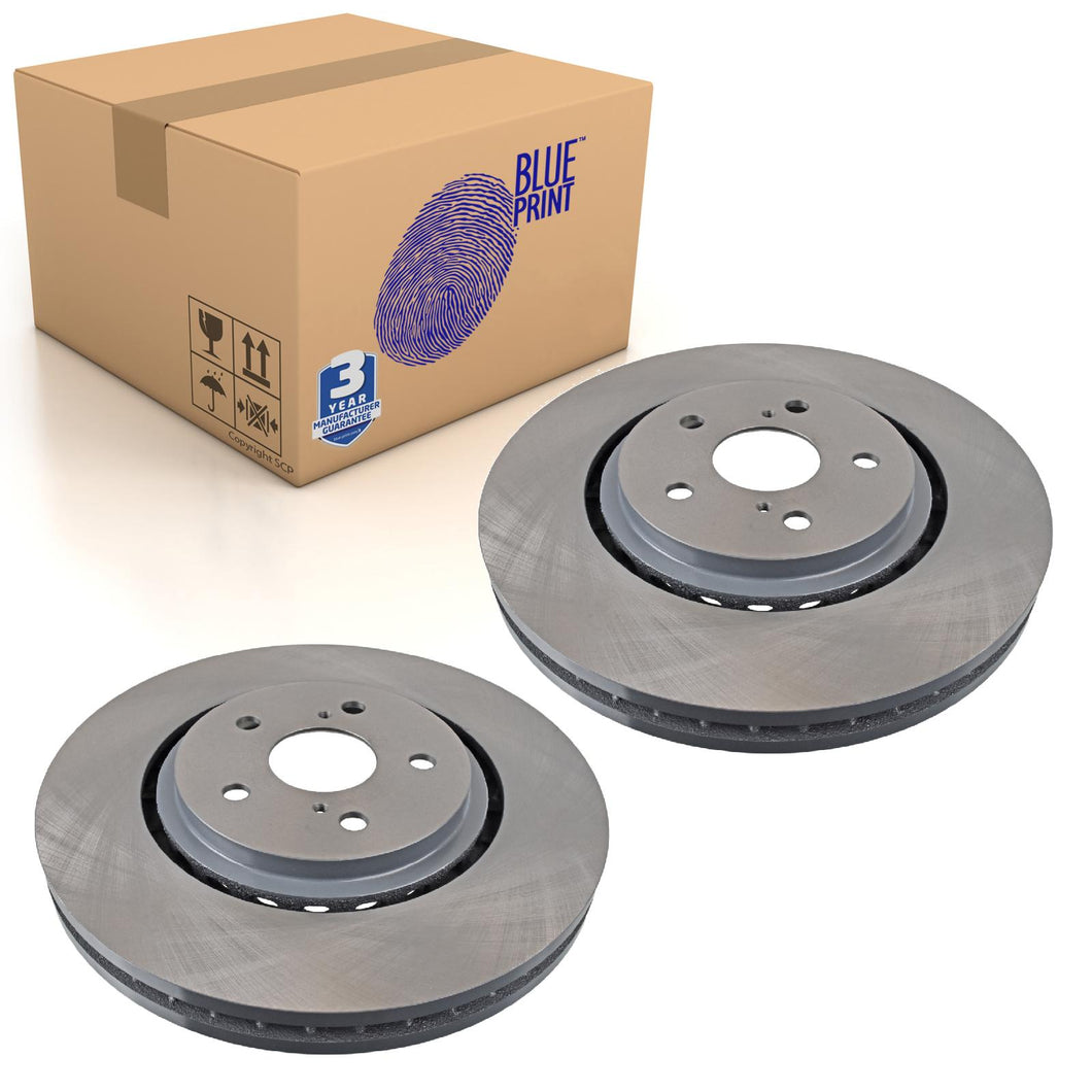 Pair of Front Brake Disc Fits Lexus RX 200 350 Blue Print ADT343312