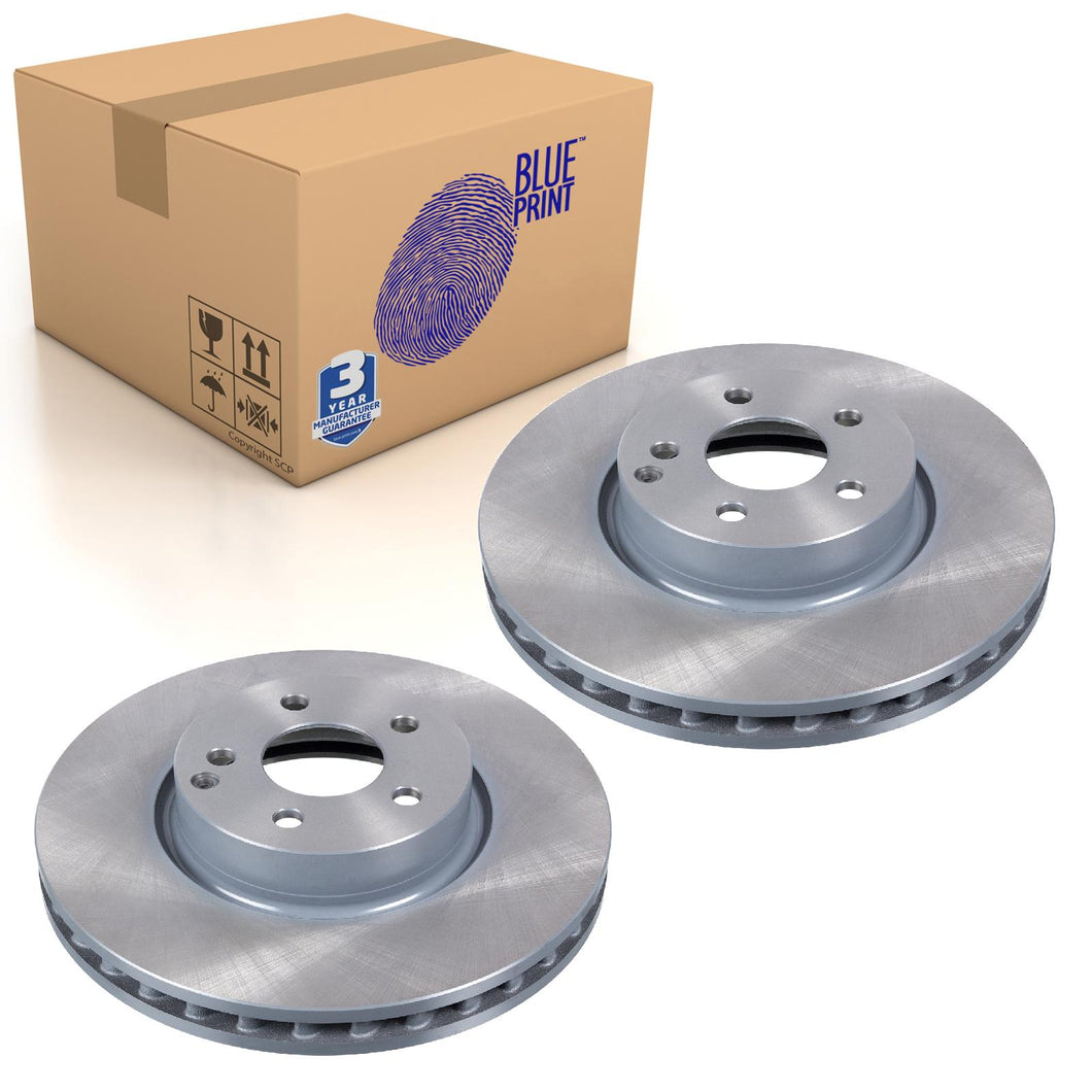 Pair of Front Brake Disc Fits Mercedes Benz E-Class Model 2 Blue Print ADU174304
