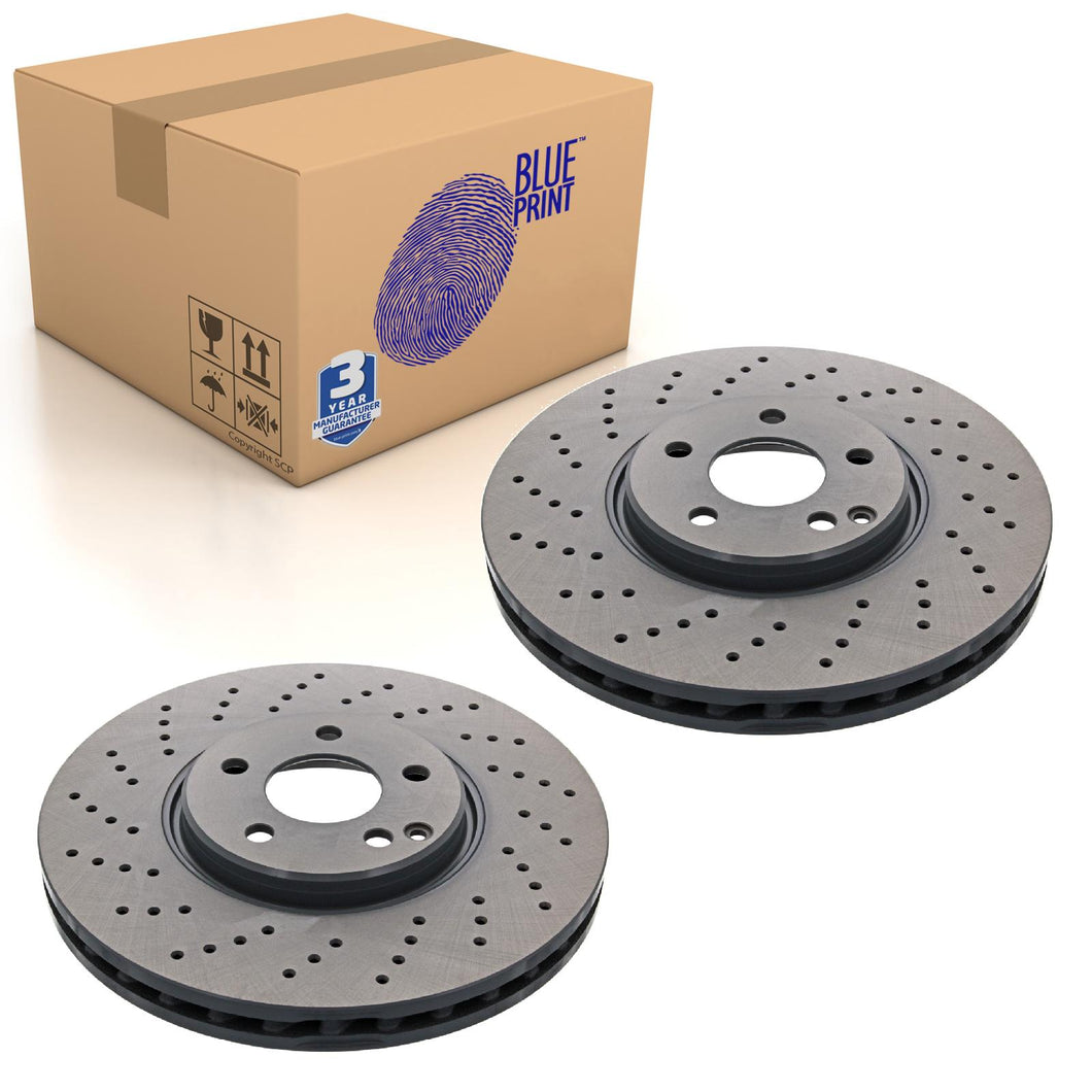 Pair of Front Brake Disc Fits Mercedes E Class Blue Print ADU1743104