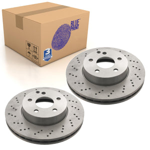 Pair of Front Brake Disc Fits Mercedes Benz C-Class Model 2 Blue Print ADU174312