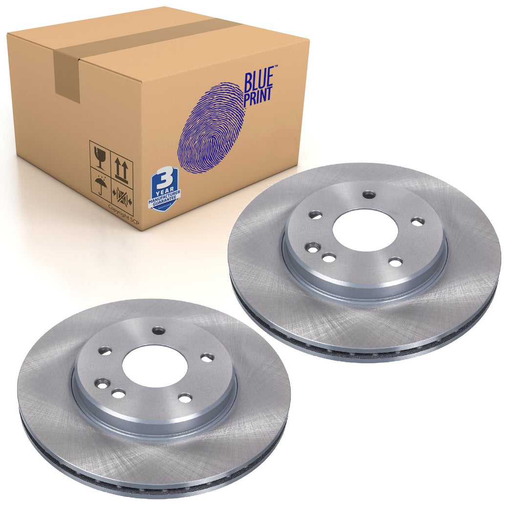 Pair of Front Brake Disc Fits Mercedes Benz C-Class Model 2 Blue Print ADU174333