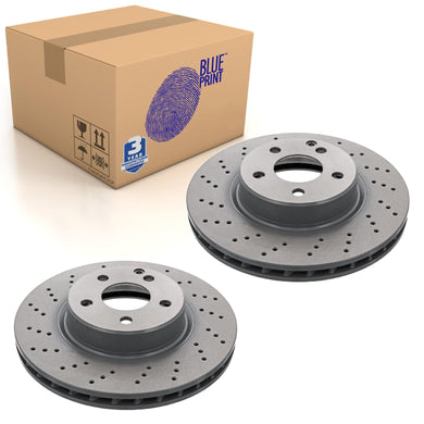 Pair of Front Brake Disc Fits Mercedes Benz SL Model 230 Blue Print ADU174349