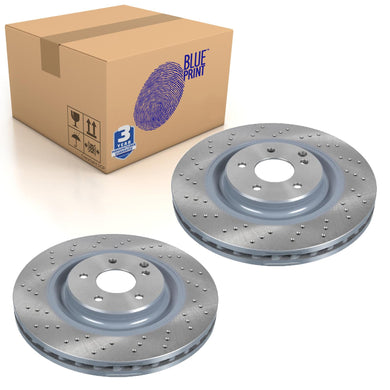 Pair of Front Brake Disc Fits Mercedes-Benz OE 2034210912 Blue Print ADU174355