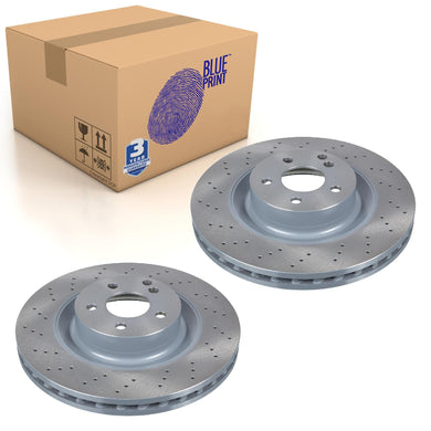 Pair of Front Brake Disc Fits Mercedes-Benz OE 2214211112 Blue Print ADU174356