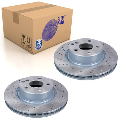 Pair of Front Brake Disc Fits Mercedes-Benz OE 2204210912 Blue Print ADU174358