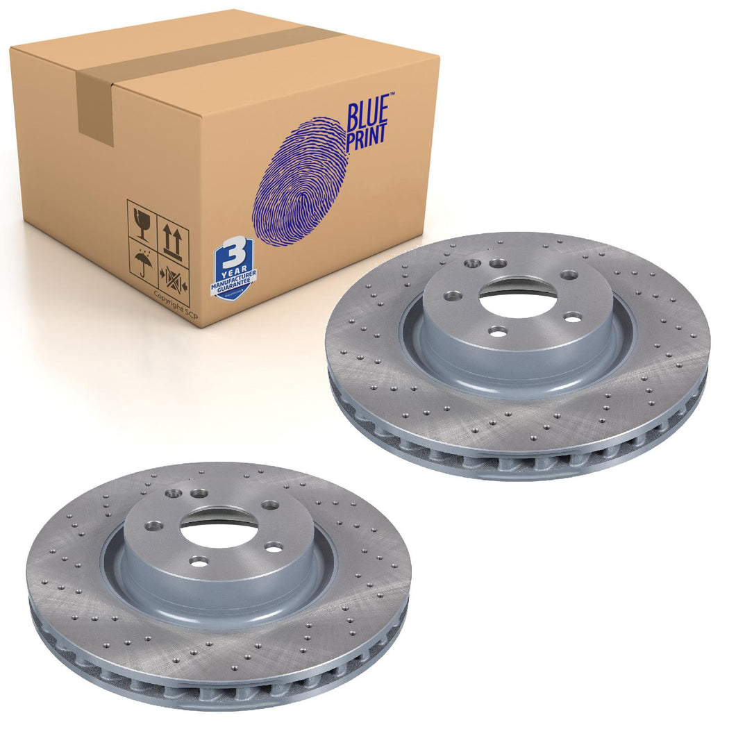 Pair of Front Brake Disc Fits Mercedes-Benz OE 2214211712 Blue Print ADU174359