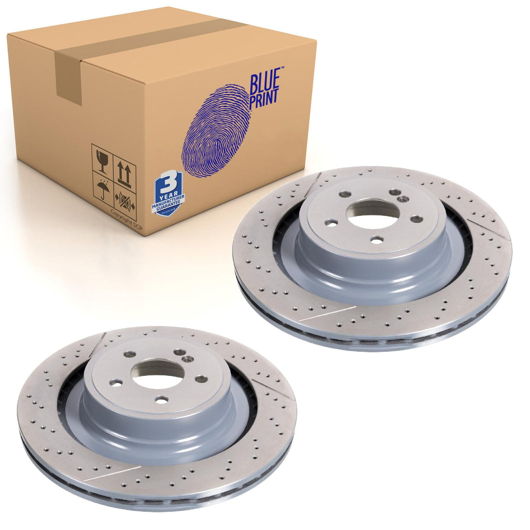 Pair of Rear Brake Disc Fits Mercedes CL E-Class Blue Print ADU174382