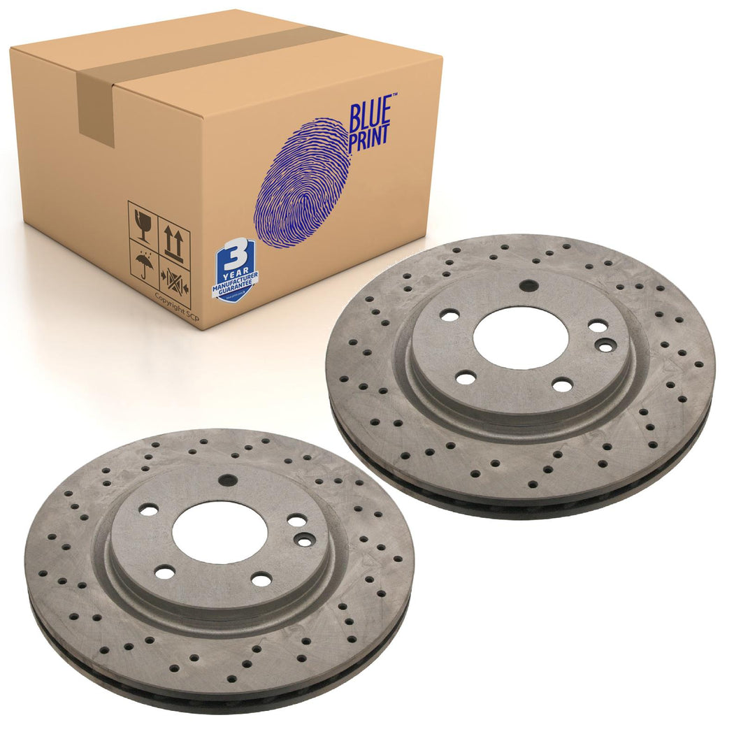 Pair of Front Brake Disc Fits Mercedes A Class Blue Print ADU174399