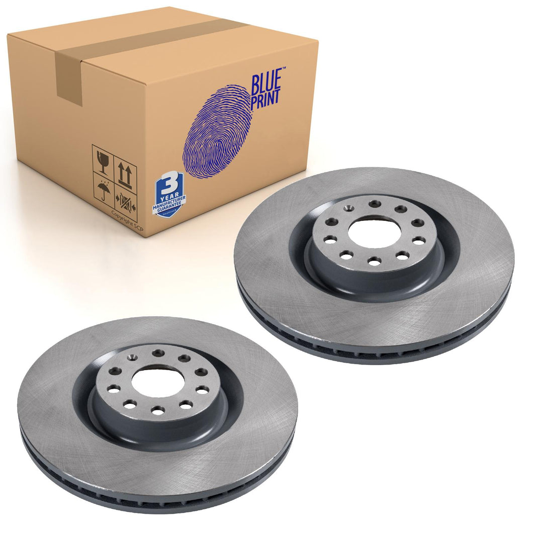Pair of Front Brake Disc Fits Volkswagen Golf 4motion Sciro Blue Print ADV184311