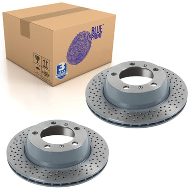 Pair of Rear Brake Disc Fits Porsche Cayman 2006 2013 Boxs Blue Print ADV1843123