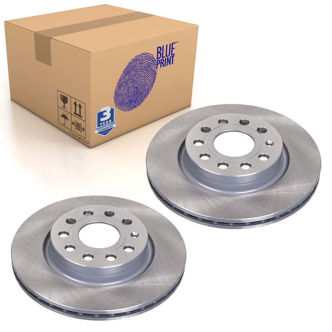 Pair of Front Brake Disc Fits Volkswagen Beetle Caddy 3 4mo Blue Print ADV184317