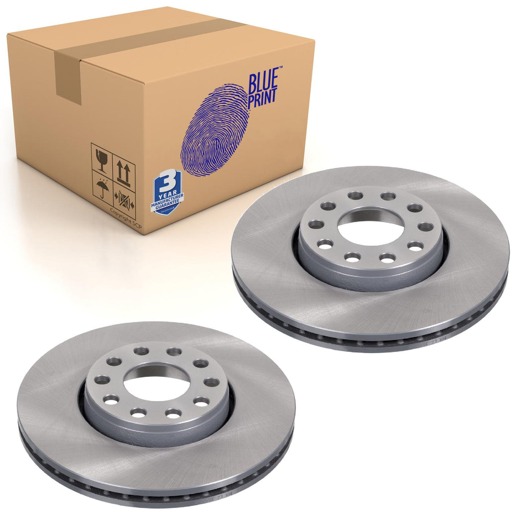 Pair of Front Brake Disc Fits Volkswagen Passat 4motion syn Blue Print ADV184333