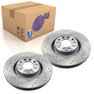 Pair of Front Brake Disc Fits Volkswagen Audi Blue Print ADV184336