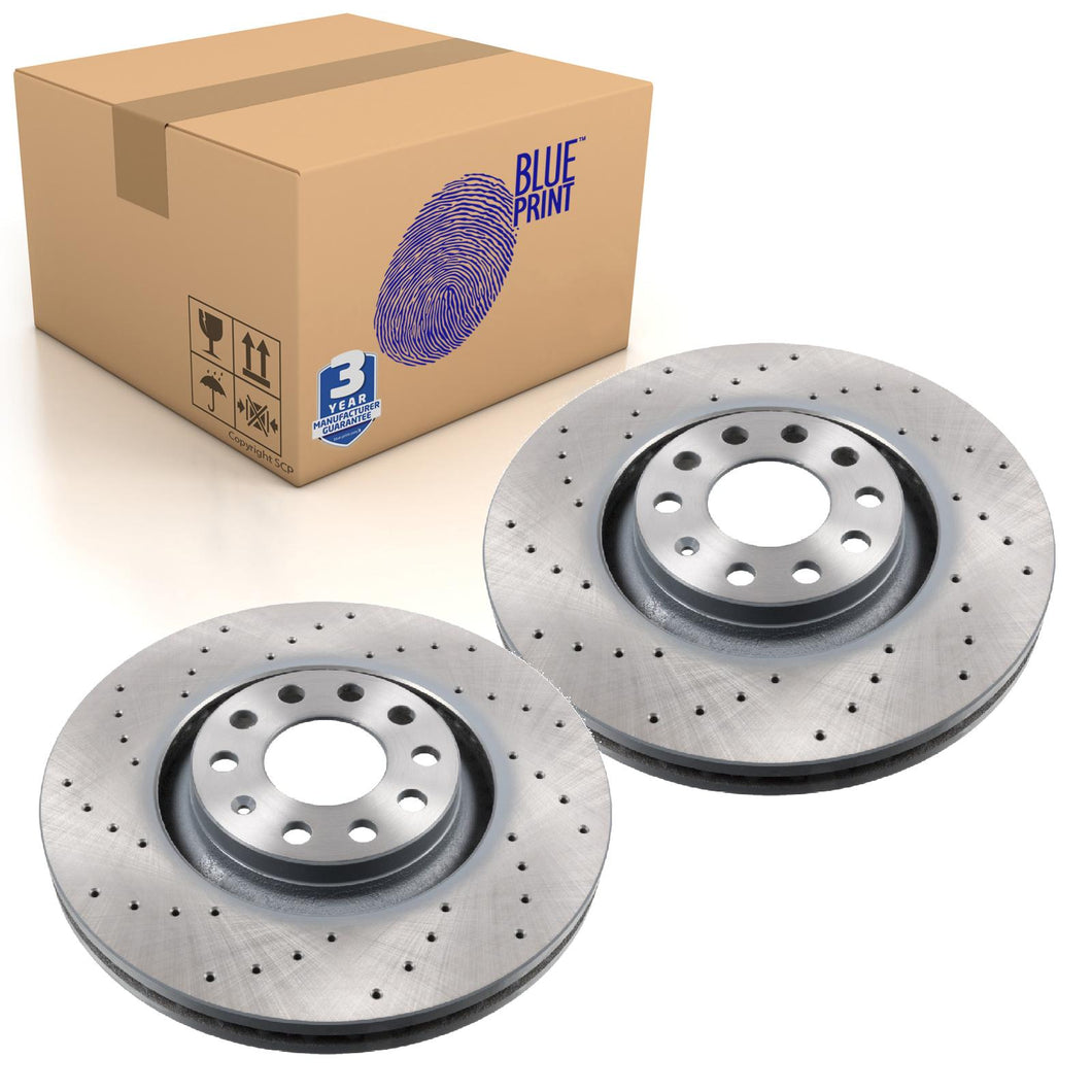 Pair of Front Brake Disc Fits Volkswagen Audi Blue Print ADV184336