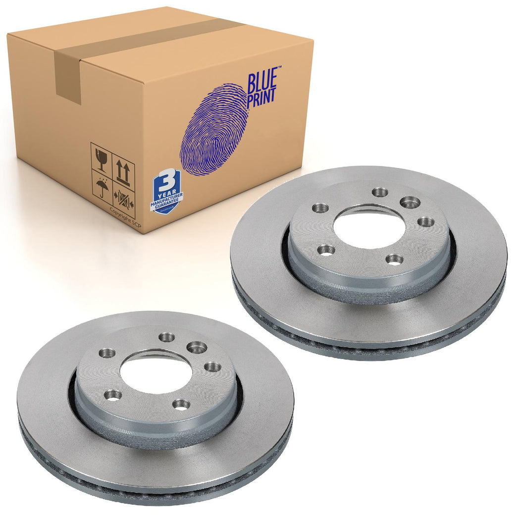 Pair of Rear Brake Disc Fits Volkswagen Audi OE 7E0615601D Blue Print ADV184381