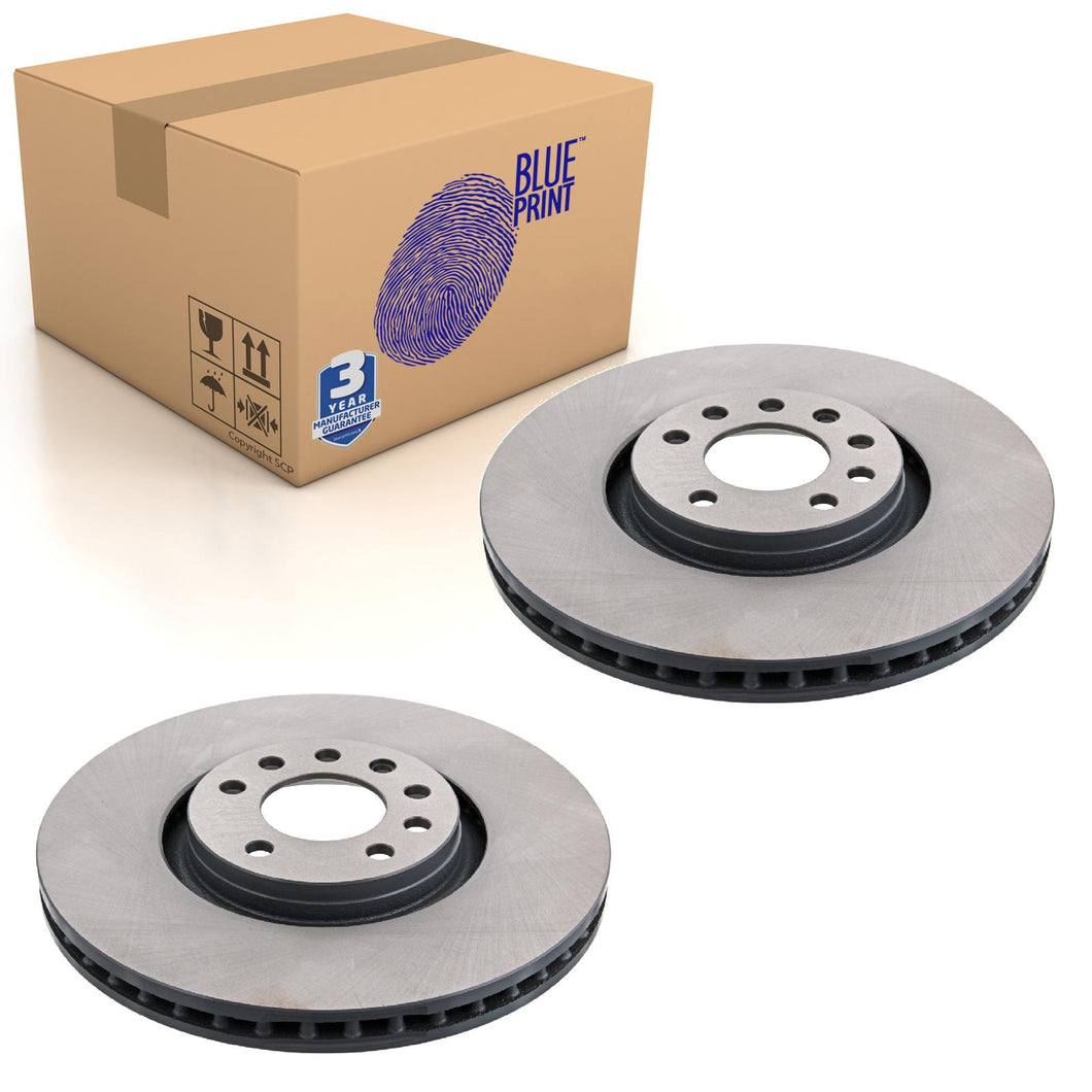 Pair of Front Brake Disc Fits Opel OE 93185817 Blue Print ADW194317