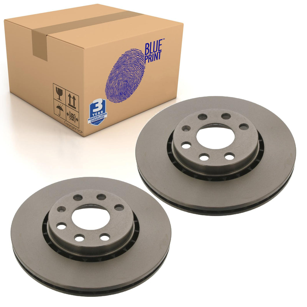 Pair of Front Brake Disc Fits Vauxhall Corsa Tigra Blue Print ADW194337