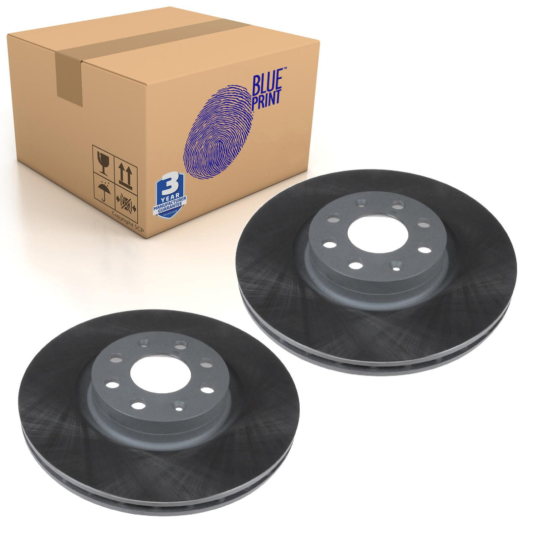 Pair of Front Brake Disc Fits Vauxhall Corsa FIAT Grande Pun Blue Print ADZ94333