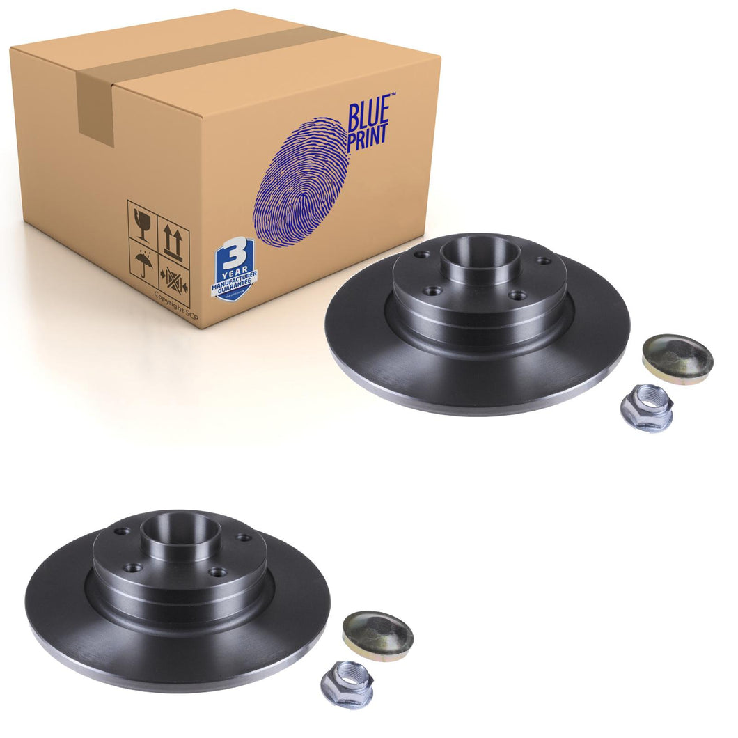 Pair of Rear Brake Disc Inc Wheel Bearing Abs Sensor Ring Ax Blue Print ADZ94334