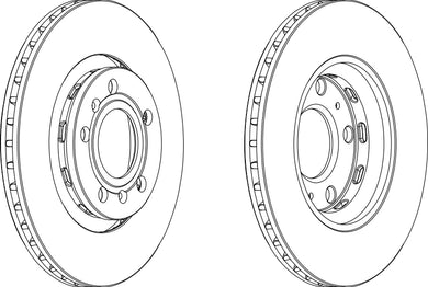 Rear Pair Of Coated Brake Discs Fits Audi VW OE 3D0615601E Ferodo DDF1526C