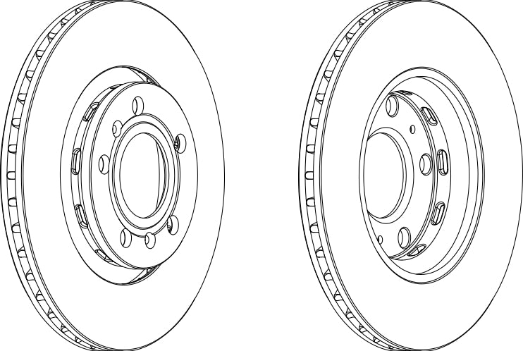Rear Pair Of Coated Brake Discs Fits Audi VW OE 3D0615601E Ferodo DDF1526C