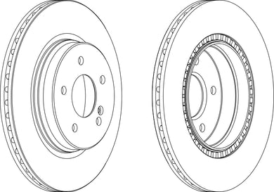 Rear Pair Of Brake Discs Fits Chrysler Mercedes-Benz Opel Ferodo DDF1764