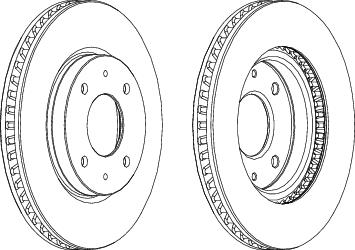 Front Pair Of Brake Discs Fits Mitsubishi OE MR510741 Ferodo DDF1845