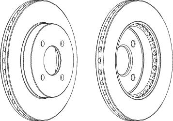 Front Pair Of Brake Discs Fits Nissan OE 402062N301 Ferodo DDF1885