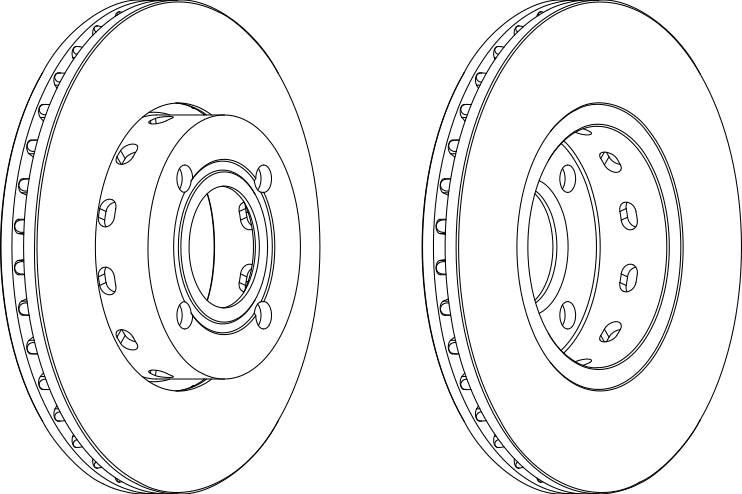 Front Pair Of Brake Discs Fits Audi OE 895615301B Ferodo DDF471