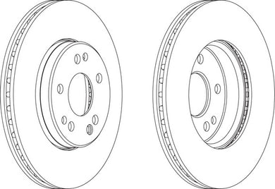 Front Pair Of Brake Discs Fits Mercedes-Benz OE 1244212412 Ferodo DDF725