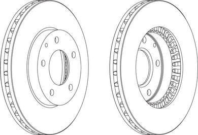 Front Pair Of Brake Discs Fits Mazda OE T0023325X Ferodo DDF738