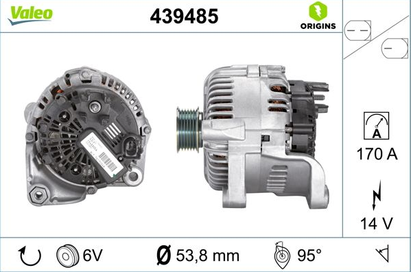 Alternator Fits BMW 5 Series 6 Series 7 Series OE 12317789981 Valeo 439485